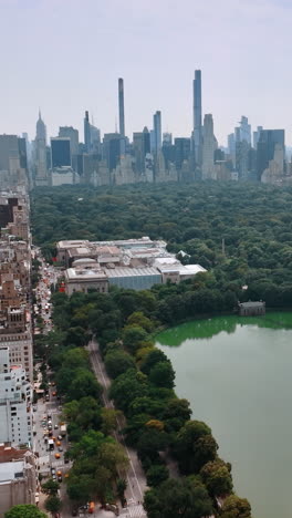 central park new york city overview. aerial manhattan city park.