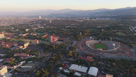 drone footage showcasing main and emblematic structures of ciudad universitaria