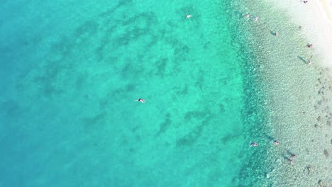 Menschen-Schwimmen-Im-Meer,-Kristallklares-Wasser