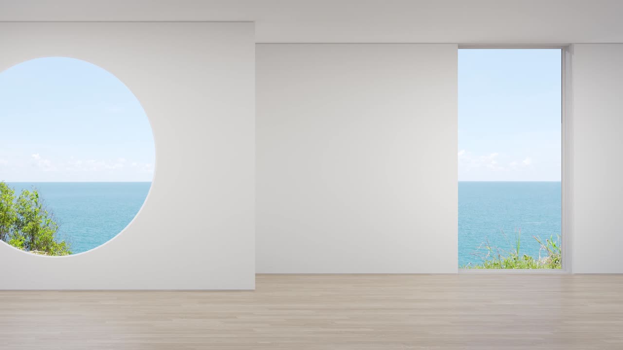 현대적인 집이나 럭셔리 호텔의 큰 거실의 빈 나무 바닥에 빈 벽.