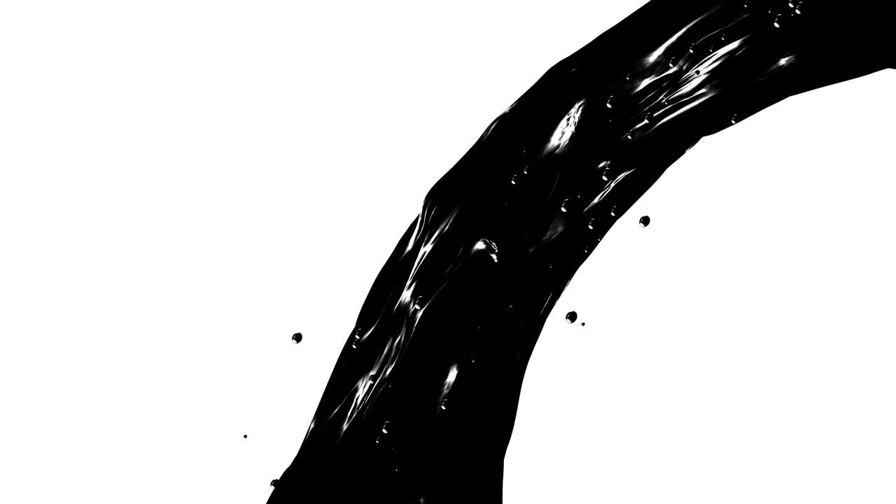 추상적인 검은 흐름, 오일 유체 텍스처, 디지털 3d 애니메이션 루프