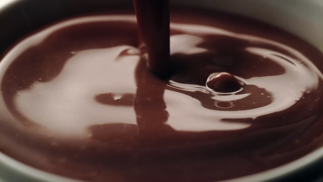 Chocolate milk pouring and splashing