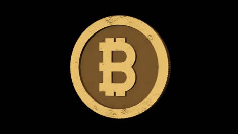 la moneda de oro bitcoin gira sobre su eje. fondo transparente