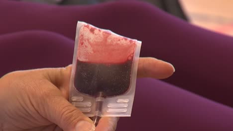 blood donation: close-up of a blood bag