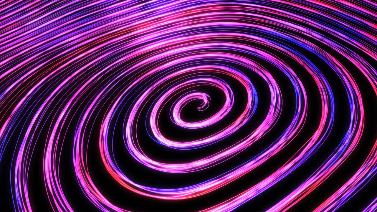 Glowing Neon Light Line Trails Rotate Spin in Spiral Vortex Swirl - 4K Seamless Loop Motion Background Animation