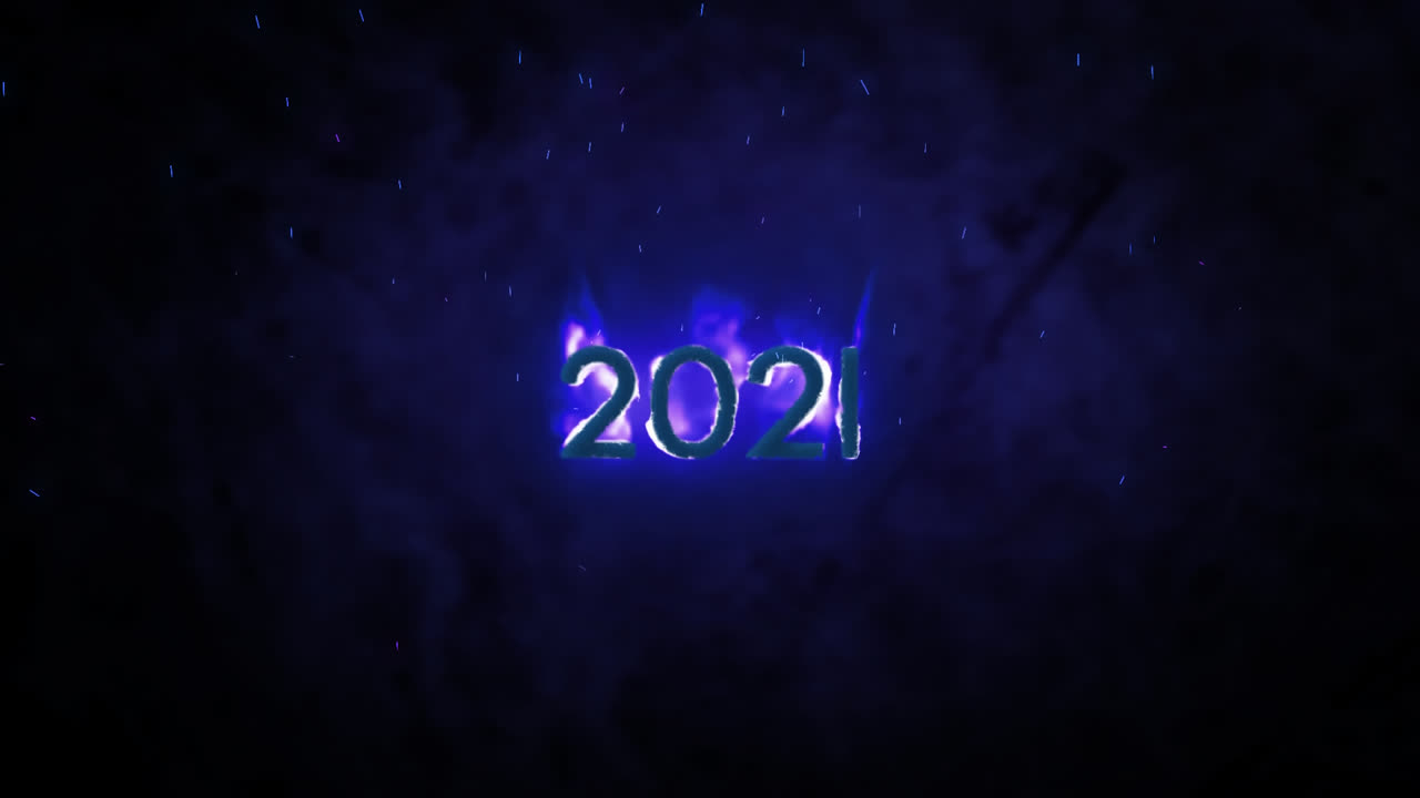 2021 en llamas sobre un fondo azul