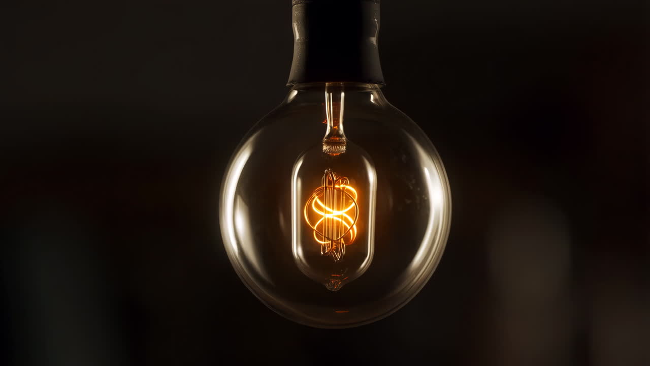 Close-up de uma lâmpada Edison vintage acesa