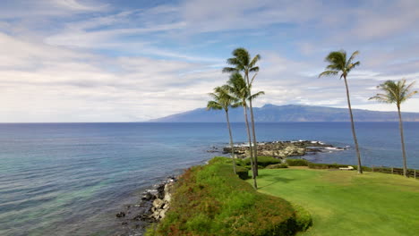 idyllic peninsula on maui island and calm pacific ocean