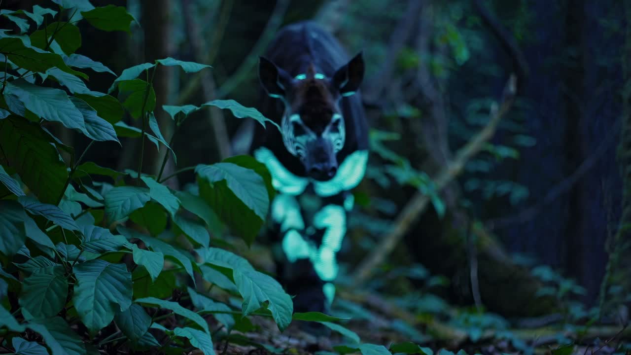 Okapi in the Forest at Night