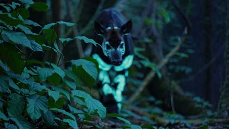 okapi in the forest at night