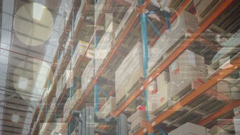 animación del procesamiento de datos financieros en un almacén vacío
