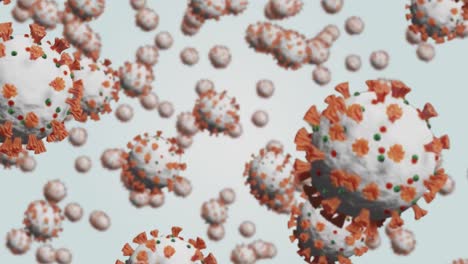 Animation-Mehrerer-Coronavirus-Zellen,-Die-Sich-Ausbreiten-Und-Schwebend-Infizieren