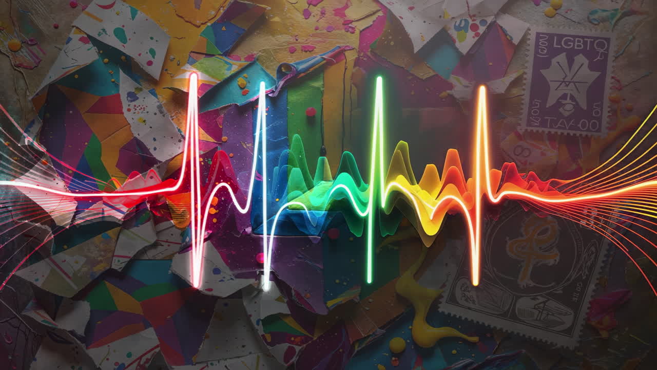 Colorful Abstract Sound Wave on Textured Background