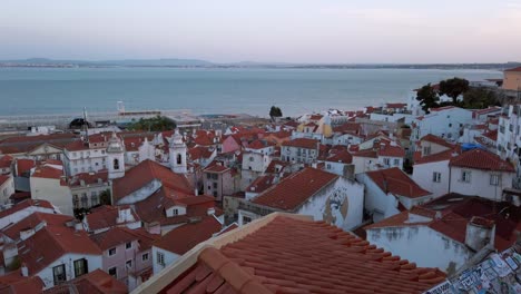 portugal, lisbon panoramic view from the miradouro das portas do sol lookout over the historical downtown