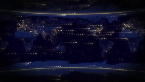 animación del procesamiento de datos sobre el mapa del mundo