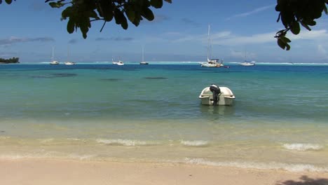 small yachts in bora bora, french polynesia.