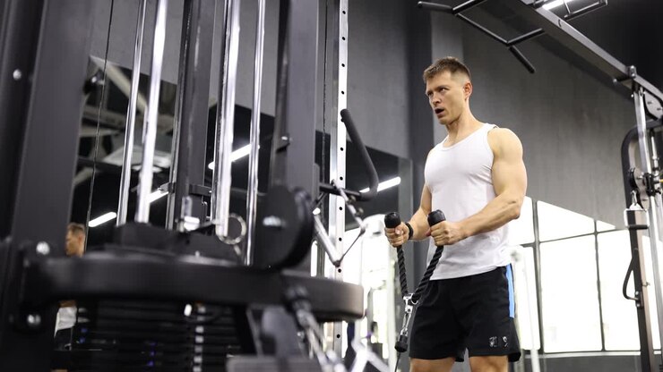 Man exercising at the gym