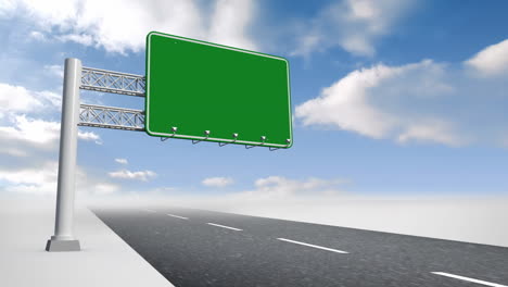 green billboard against blue sky