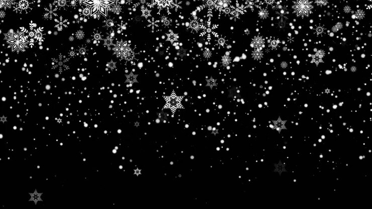 White Snowflakes Falling Against a Black Background