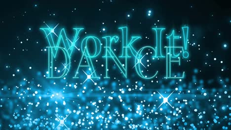 animation of work it dance over digital space with neon lights and shapes