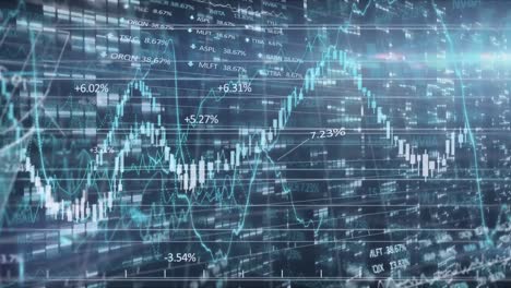 Animación-Del-Procesamiento-De-Datos-Sobre-Cuadrícula-Sobre-Fondo-Azul