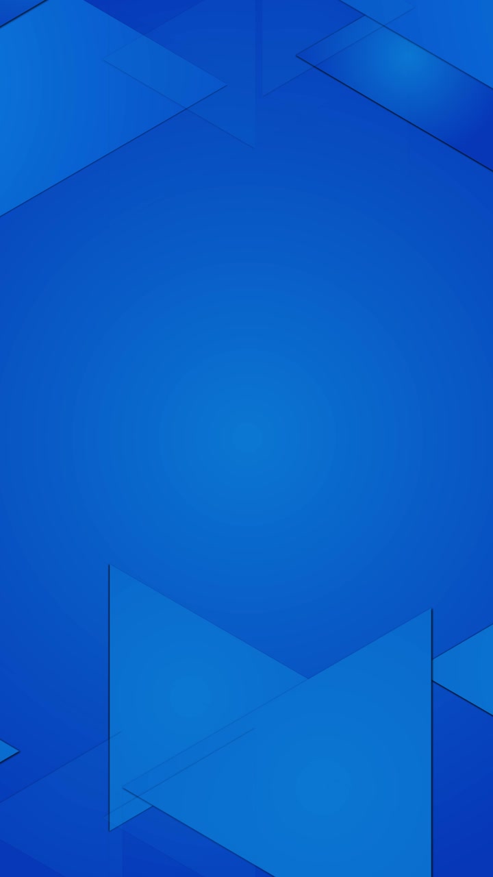 Layout moderno a poligoni blu, strati di triangoli affilati, sfumature morbide, spazio aperto pulito, video aziendali
