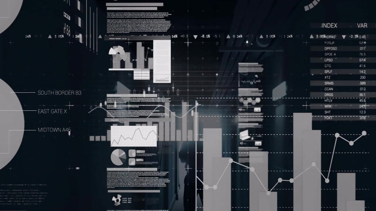Analyzing data visualizations, person working with animation in digital environment