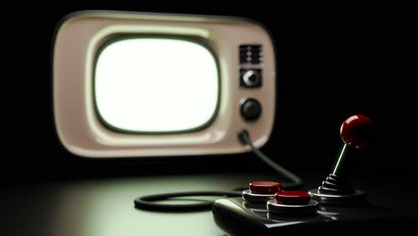 retro gaming controller and tv