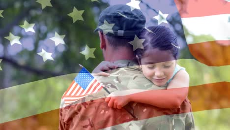 Conceptual-digital-animation-showing-a-child-hugging-the-American-soldier-on-home-returning-4k