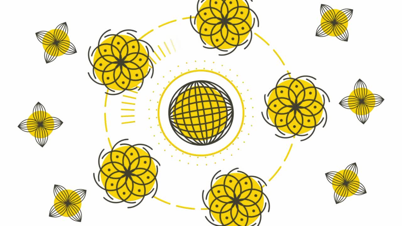노란색 만달라 디자인