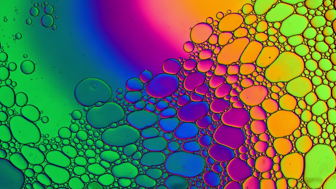 abstract colorido alimentos gotas de aceite burbujas y esferas que fluyen