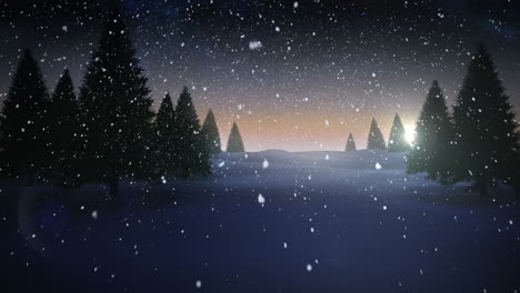 Snow-falling-on-forest-in-snowy-landscape