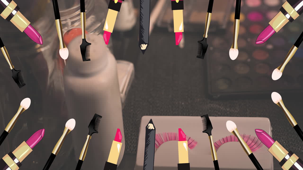 animación de iconos de equipos de moda repetidos en el estudio de moda