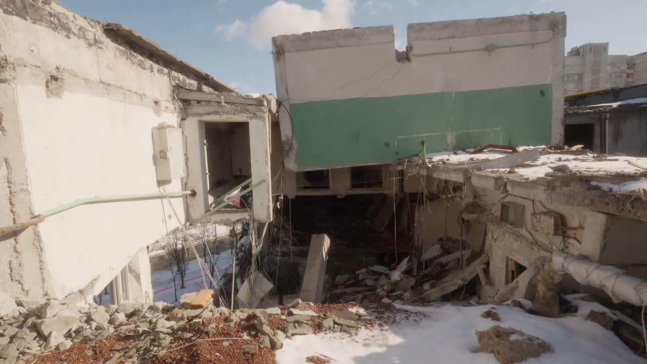 Destroyed Building in Winter