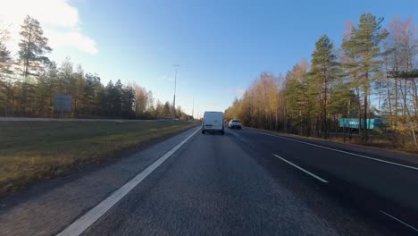 timelapse shot driving along the motorway on a bright sunny day