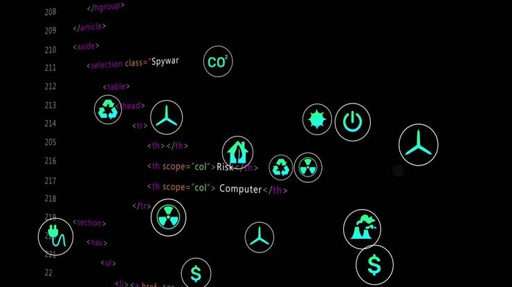 Animation of media icons over data processing