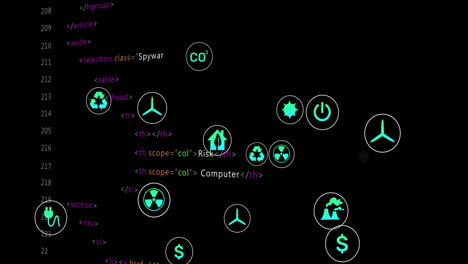 animación de iconos de medios sobre el procesamiento de datos