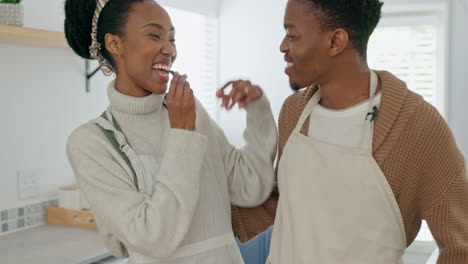 Black-couple-cooking,-love-and-vegetable