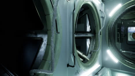 exploring a high tech spacecraft interior with advanced lighting