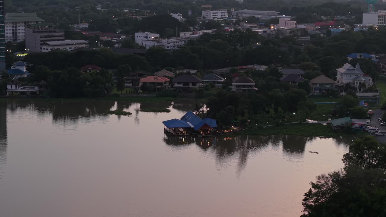 Riverfront Cityscape at Sunset