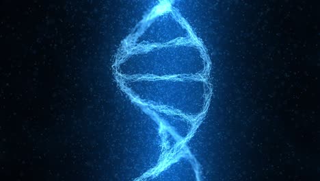 dna double helix particles glowing in abstract futuristic digital background for science and technology