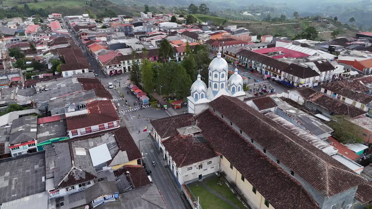 Church in the main park of the town of Filandia, Quindio, Colombia