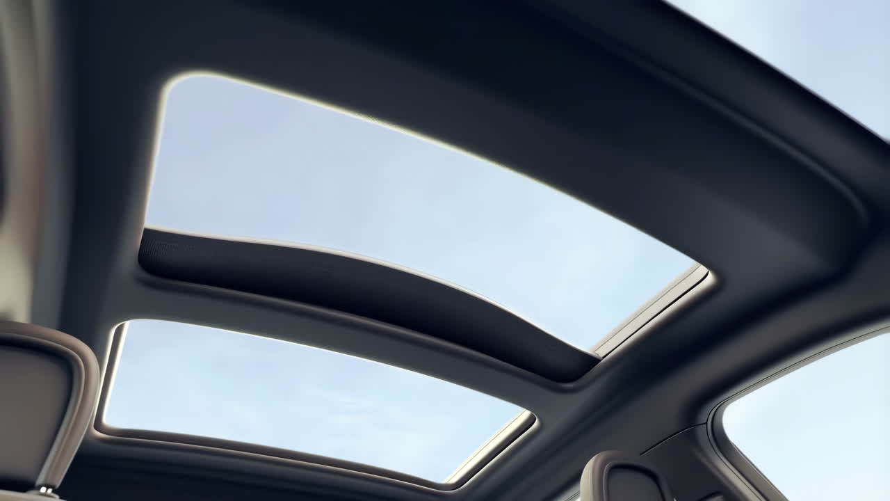 Car Interior with Panoramic Sunroof
