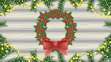 happy merry christmas animation with wreath crown