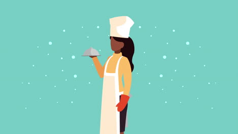 afro mujer chef ocupación trabajador