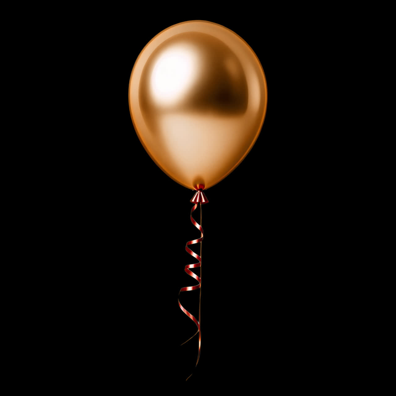 Risorsa isolata di animazione con palloncino dorato, video 4K trasparente, canale alfa, ProRes 4444