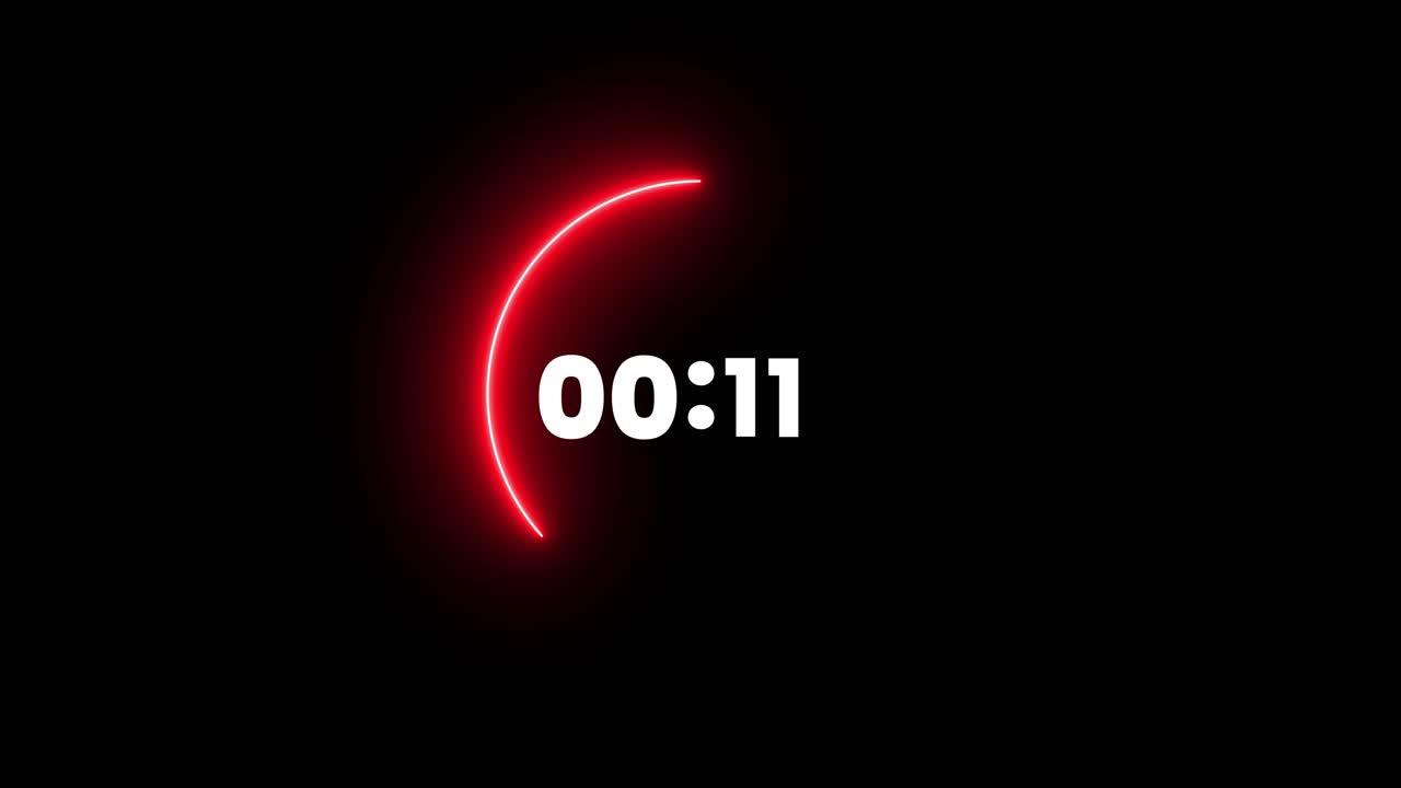 Digital Countdown Timer with Red Neon Progress Circle