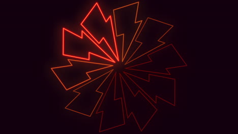 neon thunderbolts pattern in circle on black gradient