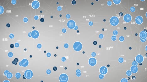Animation of network of connections with digital icons