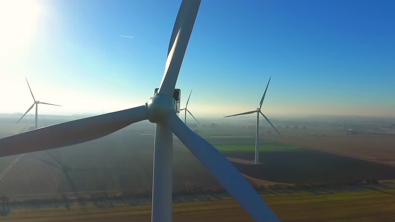 Veduta aerea di un parco eolico